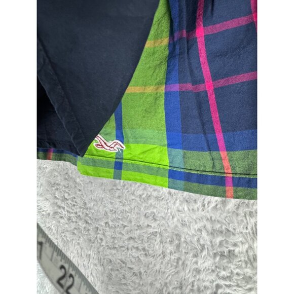 Hollister Womens Plaid Mini Skirt Green/Blue Sz 1 Preppy CottonBlend Lightweight - Picture 7 of 15